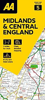 Wegenkaart - Landkaart 5 Midlands & Central England - AA Road Map Britain