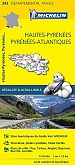 Fietskaart - Wegenkaart - Landkaart 342 Hautes Pyrenees Pyrenees Atlantiques - Départements de France - Michelin